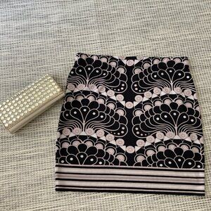 Max Studio Black Gray Taupe Art Deco Knit Mini Skirt Large